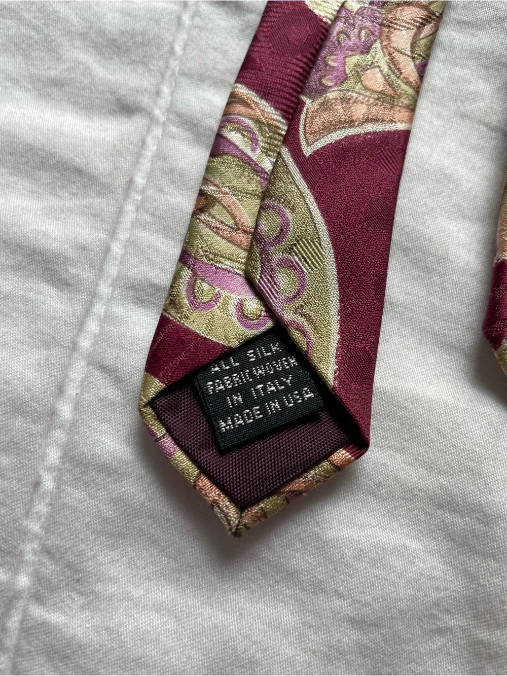 Vintage Dior Silk Maroon Paisley Tie Office Work Old Money Heritage Academia 90s